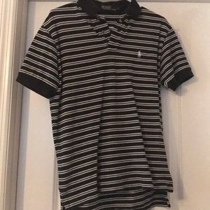 Black and white striped Polo